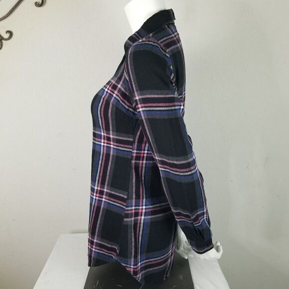 Derek Heart Cotton Plaid Button Front Shirt - Picture 2 of 8